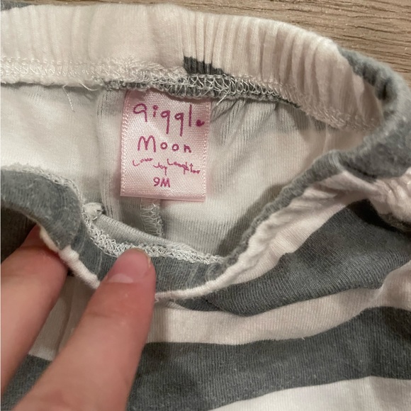 Giggle Moon matching set—grey and blue with sequin waistband. Size 9M. - Picture 2 of 5